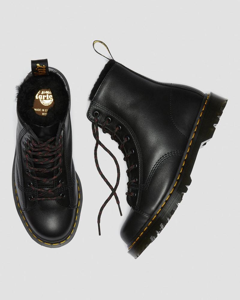 Black Men's Dr Martens Barton Made in England Shearling Lined Leather Ankle Boots | CA 433CTV